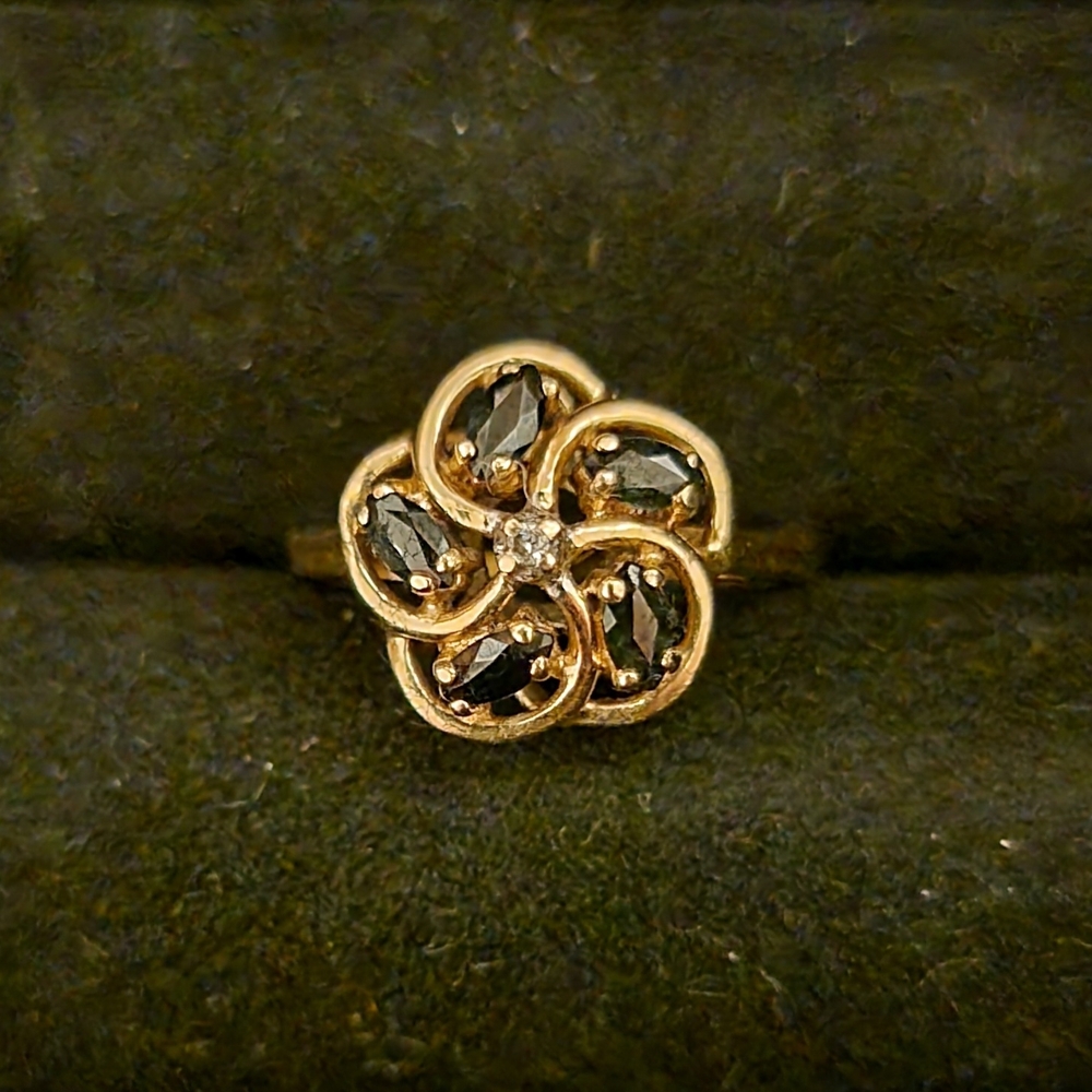 14K Gold, Sapphire, & Diamond Ring